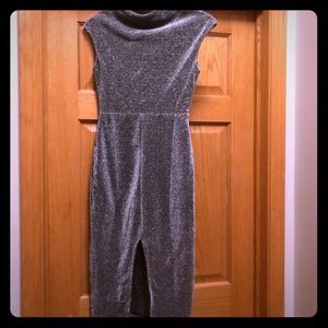 Silver/grey dress w split.